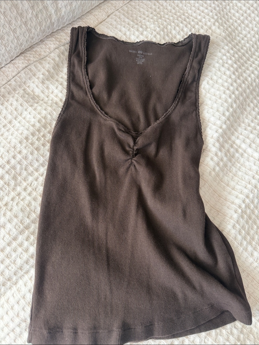 Brandy Melville Ribbed V-Neck Tank Top. Brown